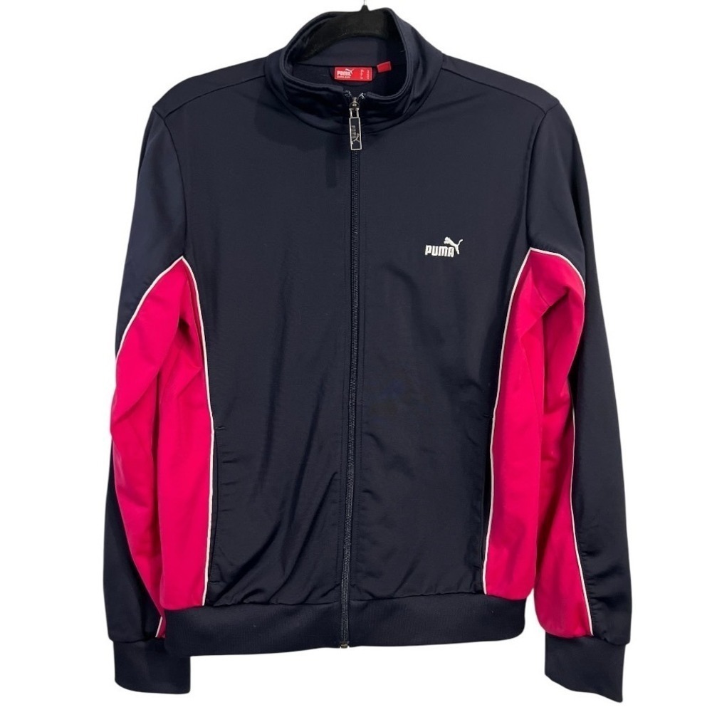 Puma Women's Track Jacket Black/Pink Full Zip Athletic -  Size Large